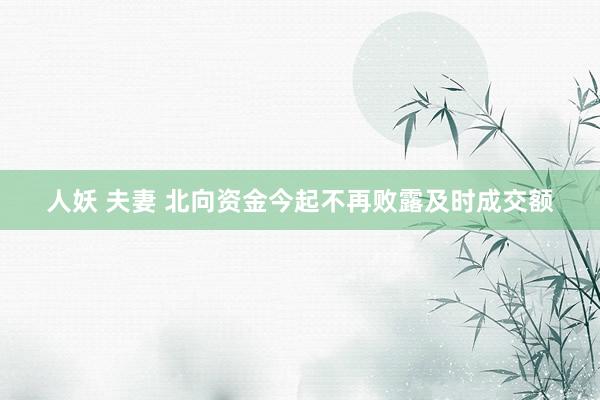 人妖 夫妻 北向资金今起不再败露及时成交额
