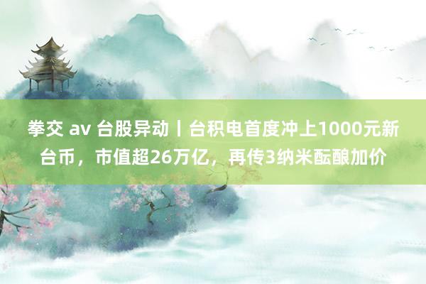 拳交 av 台股异动丨台积电首度冲上1000元新台币，市值超