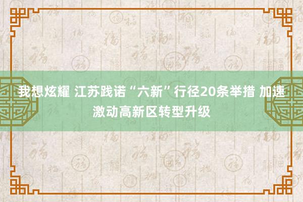 我想炫耀 江苏践诺“六新”行径20条举措 加速激动高新区转型